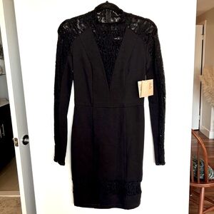 Rachel Roy Black Lace Midi Cocktail Dress